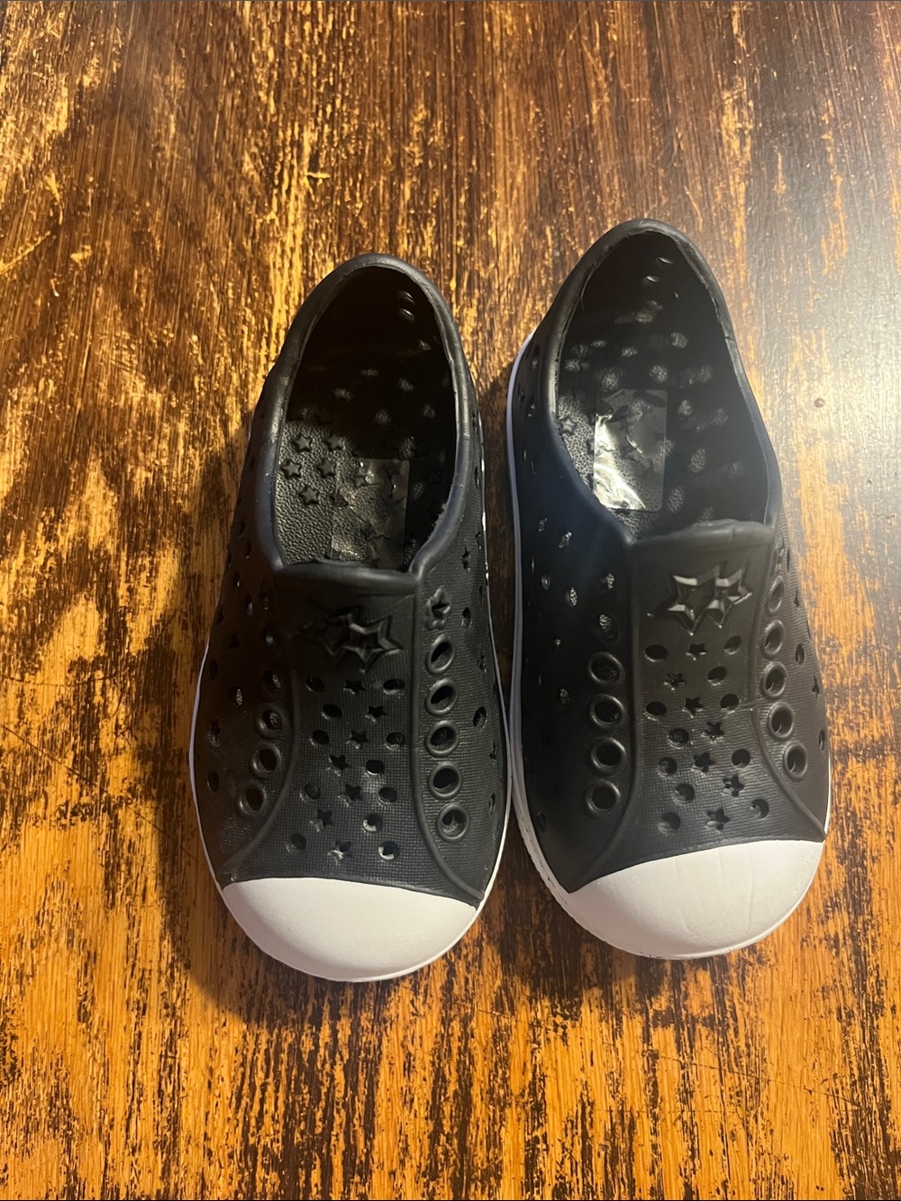 Kids Black Shoes with White Toe Cap - Slip-On Comfort